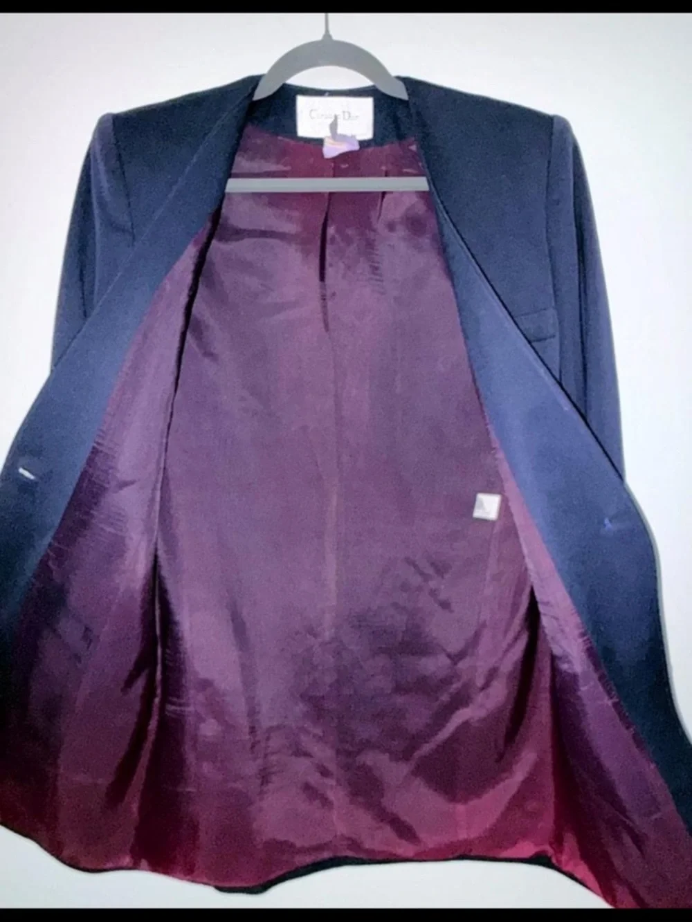 Vintage Christian Dior The Suit Collarless Blazer Jacket 100% Wool Sz 10